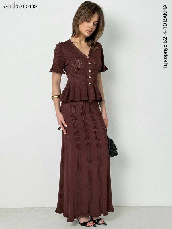 костюм юбочный трикотажный вязаный khubbi,вязаный костюм с юбкой,вязаное платье с баской,костюм женский крючком,трикотажные костюмы