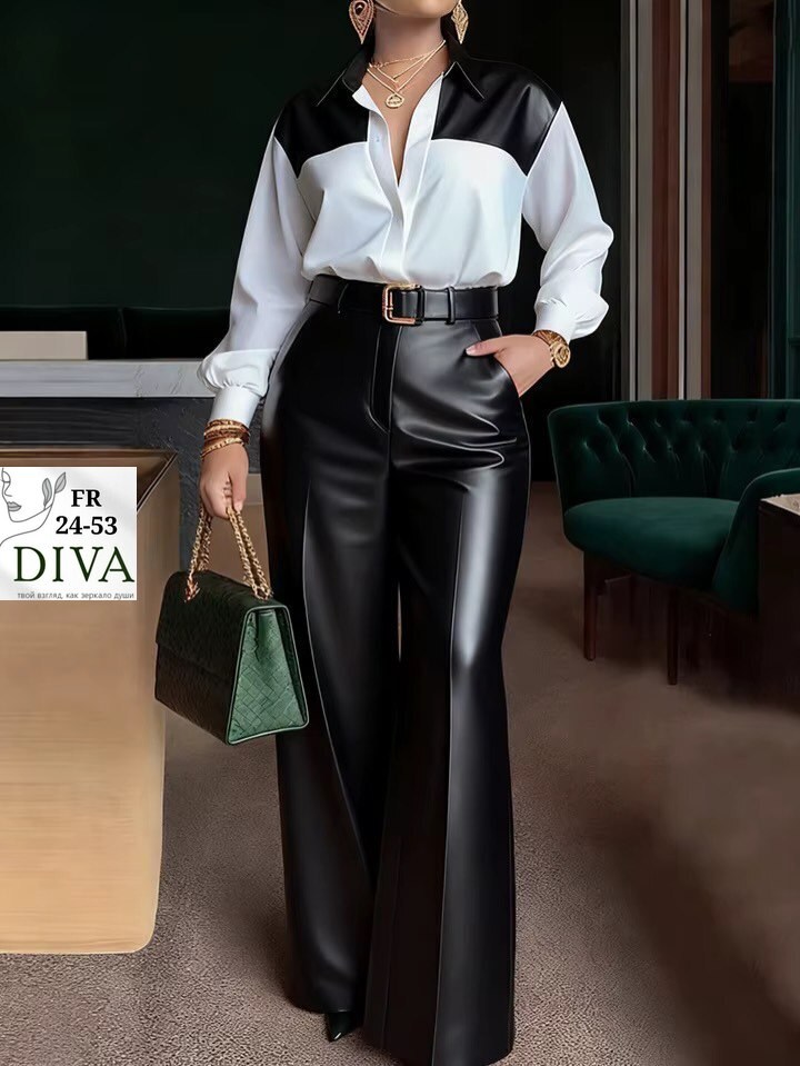 образ с брюками палаццо,женские брюки кожаные,брюки кожаные палаццо штаны широкие floy 251339977,брюки кожаные палаццо,брюки палаццо женские кожаные