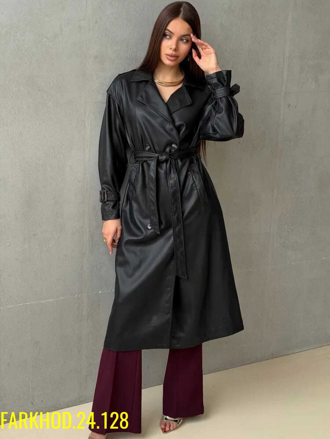 плащ тренч кожаный,кожаный плащ женский,плащ из экокожи,кожаный плащ,тренч из экокожи