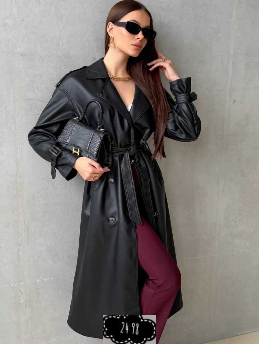 тренч кожаный длинный плащ popova.collection,плащ тренч кожаный,тренч кожаный длинный плащ emberens,плащ тренч женский 46 48,тренч кожаный длинный плащ popova.collection 261685828