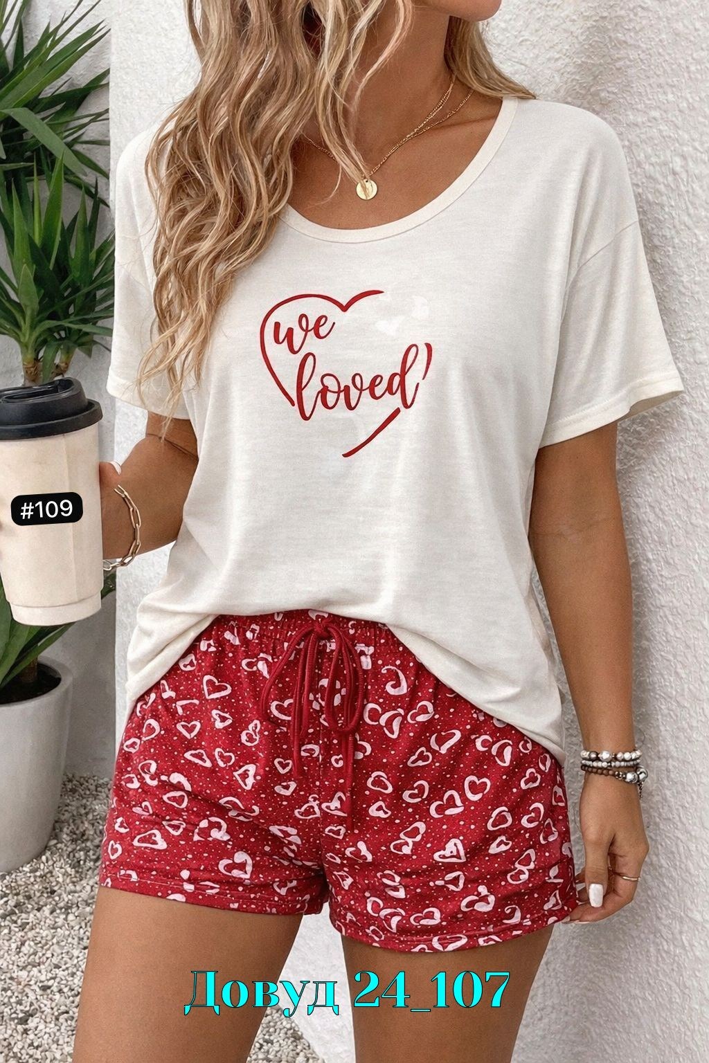 пижама с принтом,пижама комплект с сердечками,женская пижама,пижама женская (футболка и шорты) kaftan "love" р.44-46,пижама женская (футболка и шорты) kaftan "love" р.40-42