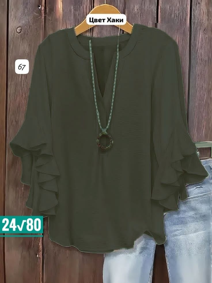 блузка женская,повседневная блузка,блузка с оборками,женская блуза,блузка с рукавами