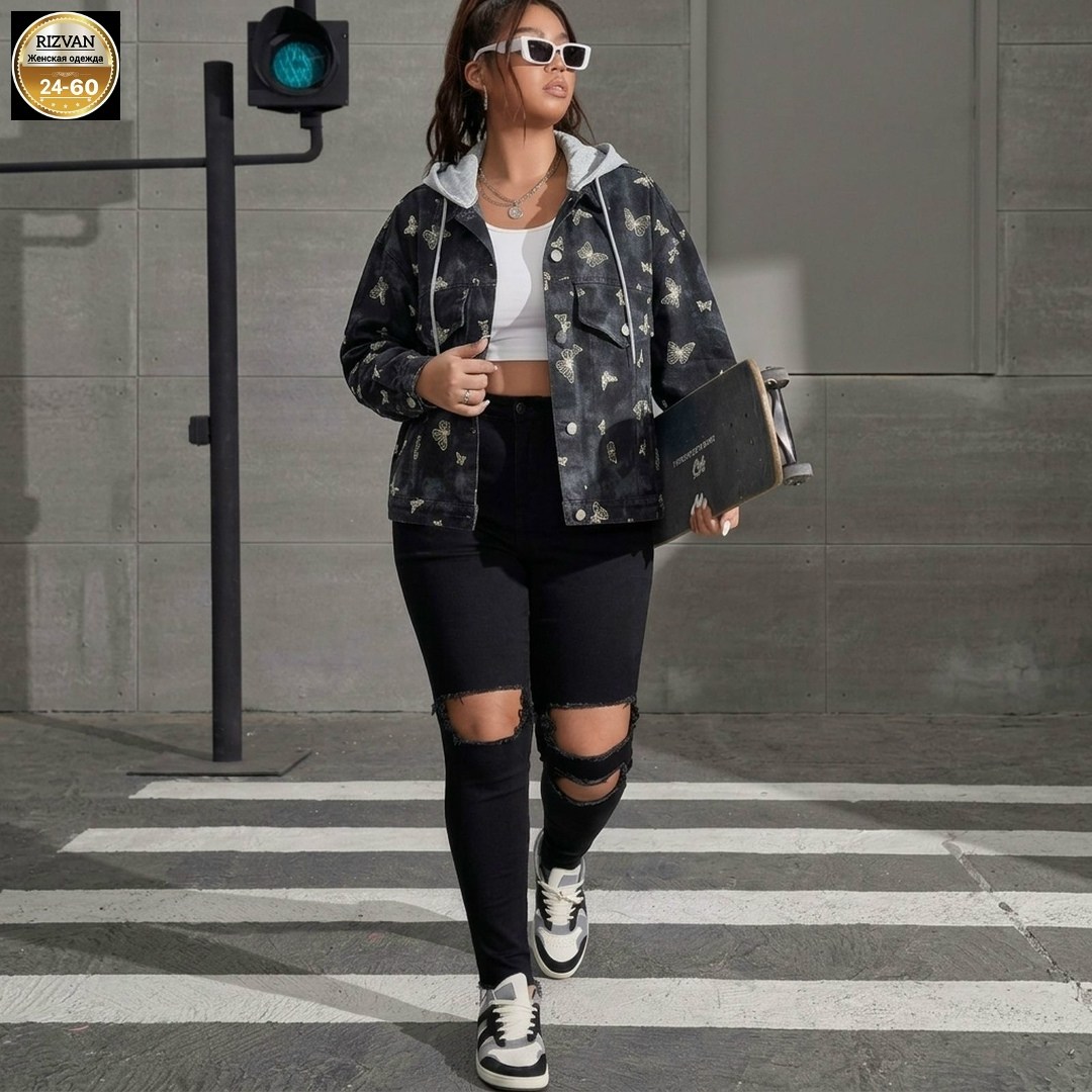 джинсовая куртка,женская джинсовая куртка большого размера,джинсовая куртка с карманами,джинсовая куртка с принтом,стильная джинсовая куртка