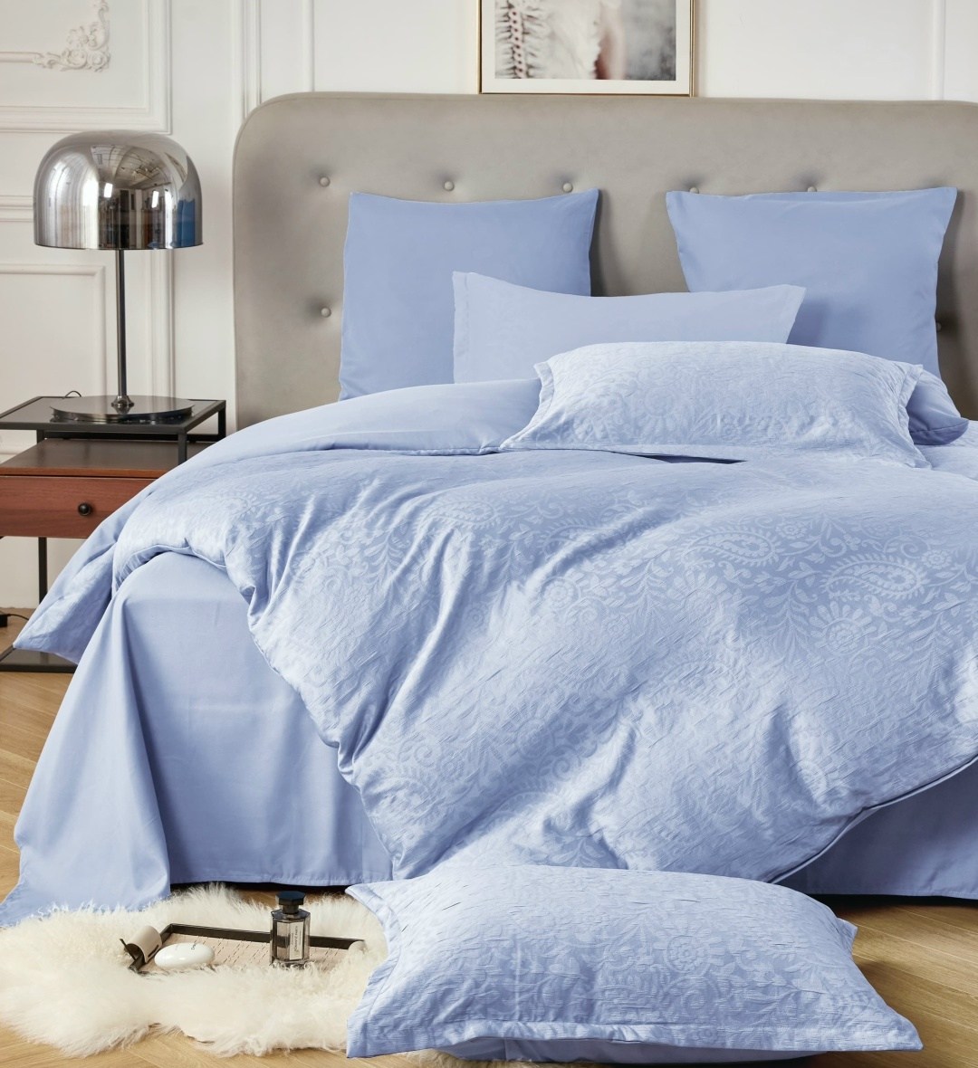 комплект постельного белья,постельного белья,вареный хлопок постельное белье,голубой страйп сатин,комплект постельного белье евро