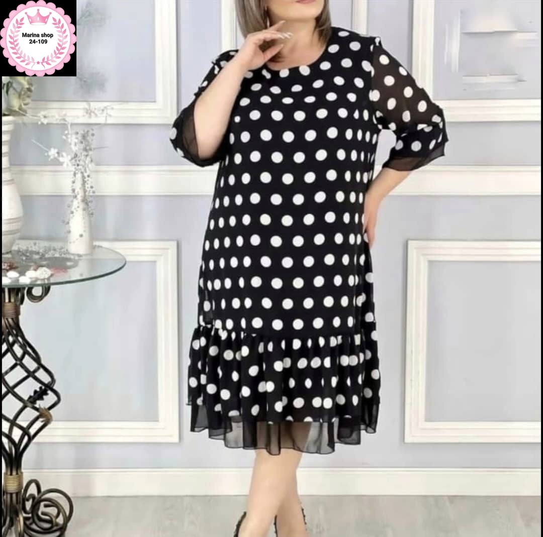 вечернее платье больших размеров нарядное в горошек saliya brand,платье в горошек,платье женское,платье больших размеров,нарядное платье