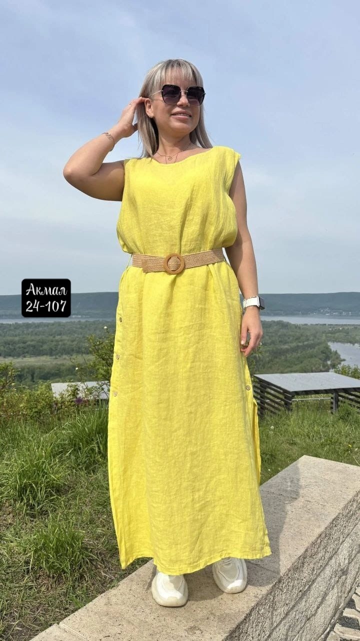 платье желтое,платье стильное льняное,женские летние платья,платье сарафан,платье летнее длинное