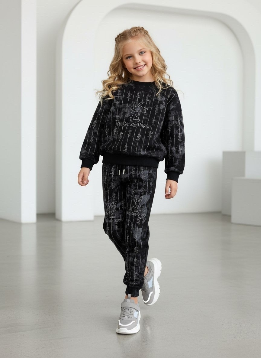 свитшот для девочки,спортивные костюмы для девочек,велюровый костюм,костюм для девочек,свитшот детский batik 019_бпо черный