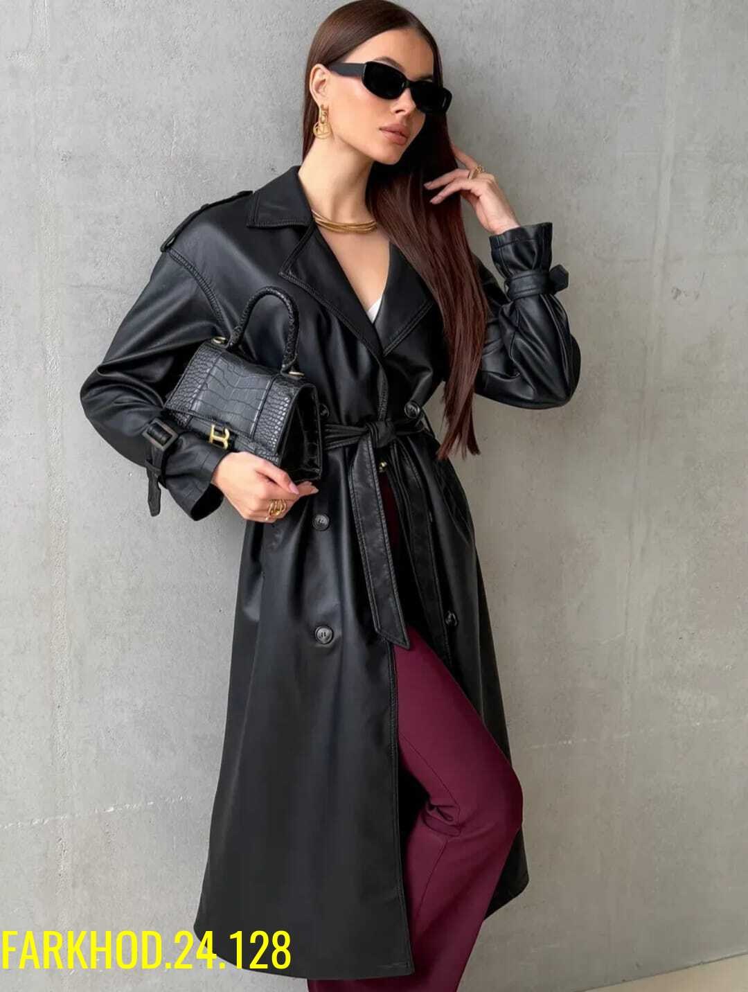 плащ тренч кожаный,кожаный плащ женский,плащ из экокожи,кожаный плащ,тренч из экокожи