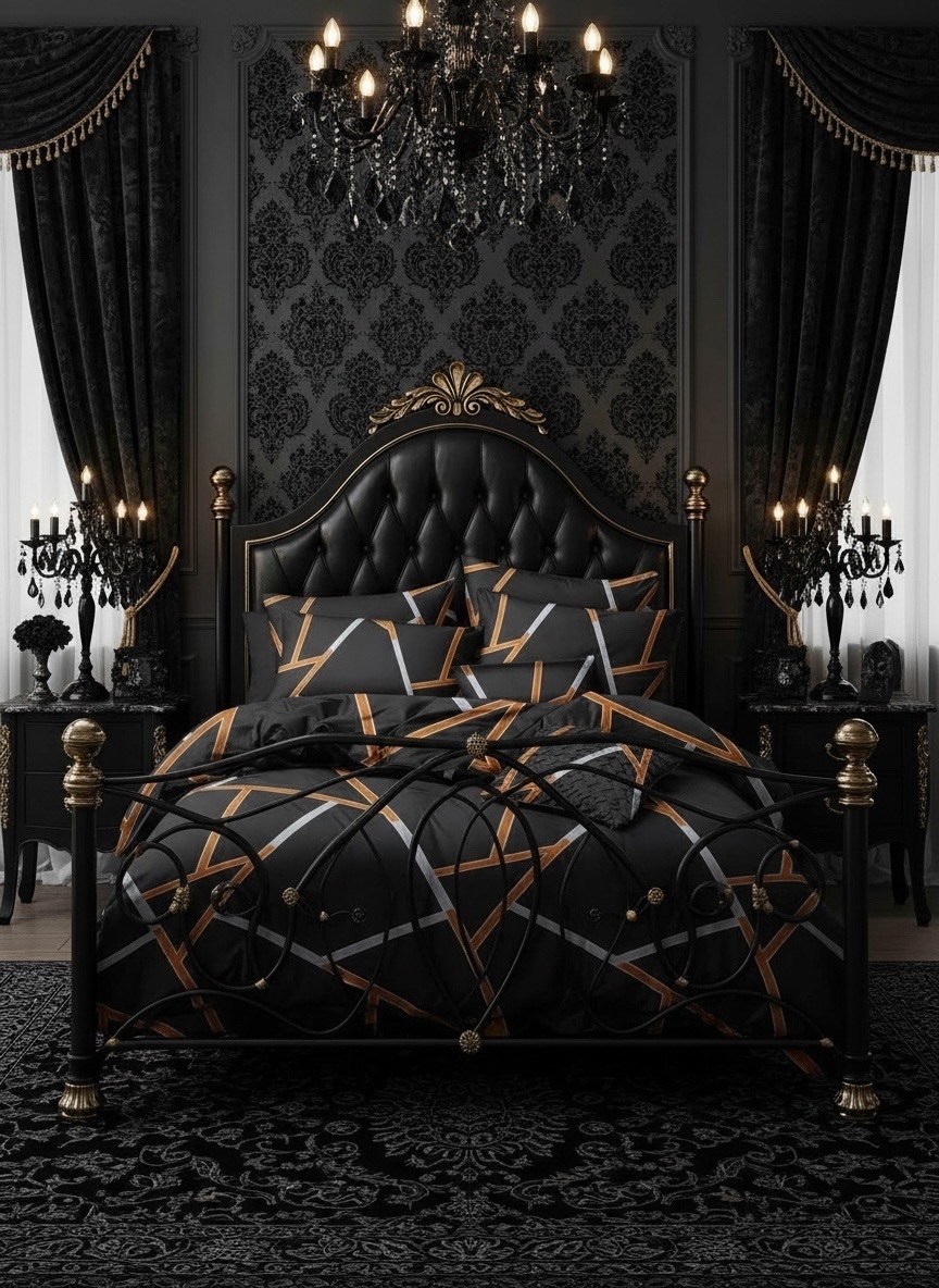 комплект постельного белья,черное постельное белье,постельное белье,роскошный комплект постельного белья,комплект постельного белья с геометрическим