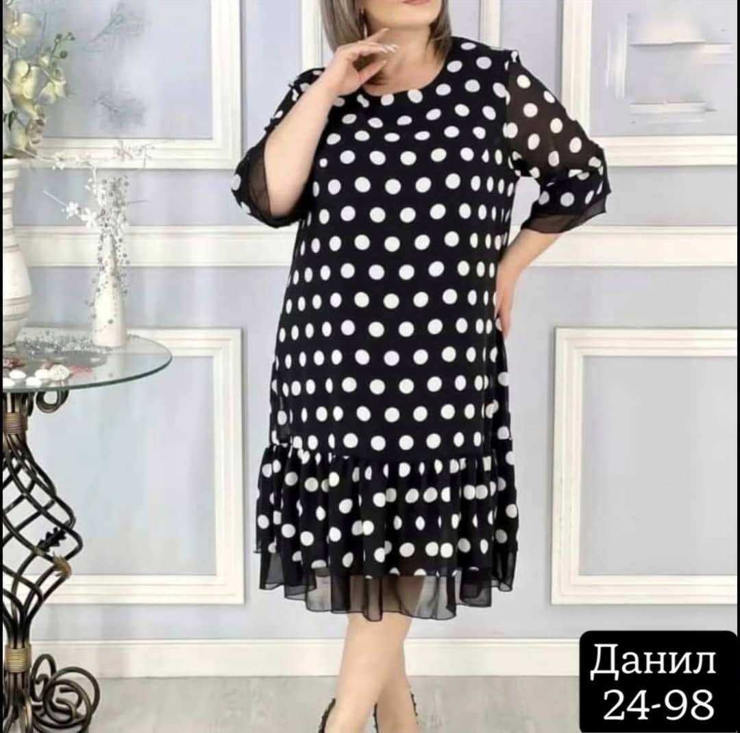 платье женское,платье в горошек,стильное платье,нарядное платье,платье больших размеров