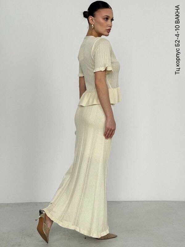 костюм юбочный трикотажный вязаный khubbi,вязаный костюм с юбкой,вязаное платье с баской,костюм женский крючком,трикотажные костюмы