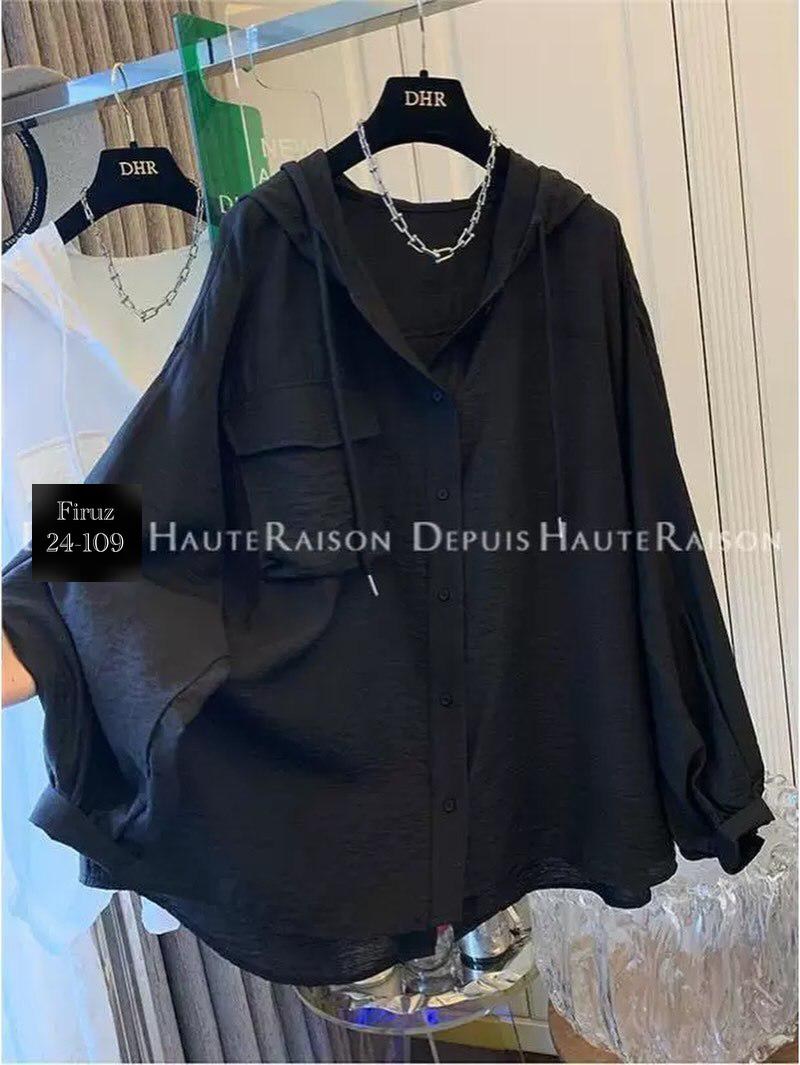 блузка с капюшоном,повседневная рубашка,рубашка с капюшоном,одежда с капюшоном,чёрная рубашка женская оверсайз