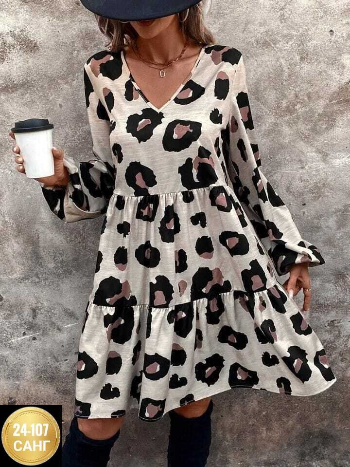 платье с леопардовым принтом,шифоновое леопардовое платье,платье стильное,стильное женское платье,платье женской