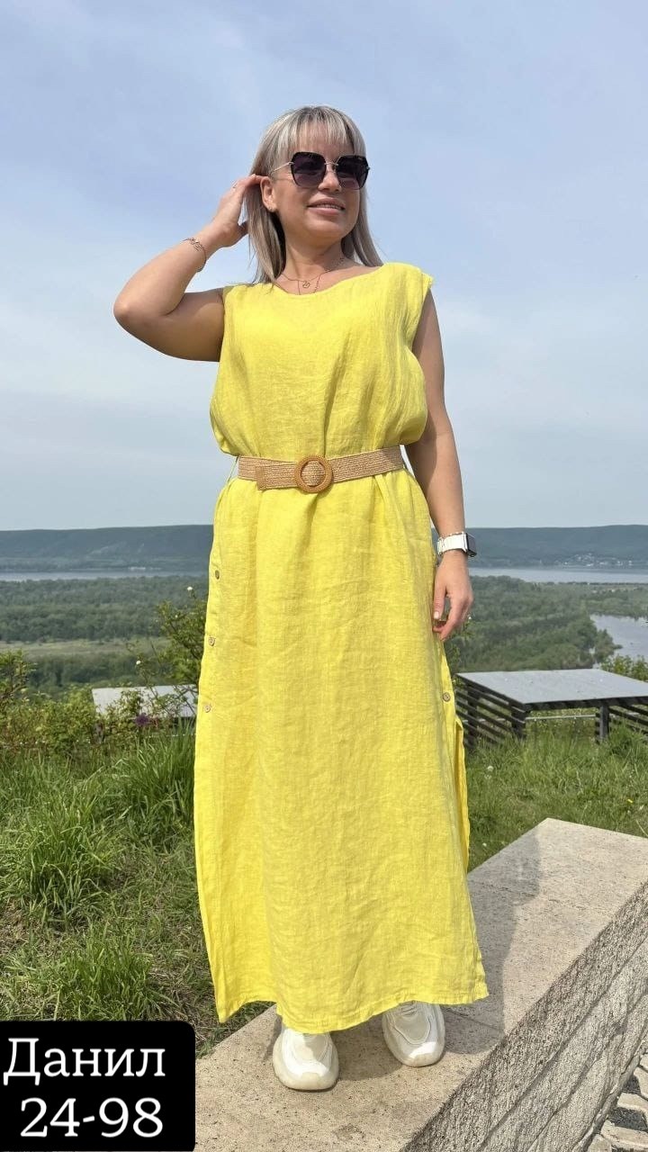 платье стильное льняное,платье желтое,платье сарафан,женские летние платья,платье льняное