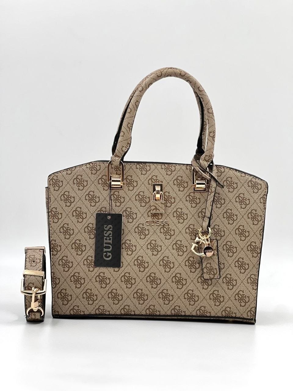 сумка женская guess,сумка guess,сумка женская guess lux,сумка guess тоут,сумка guess c g логотипом светло-серый 33х23х15 см