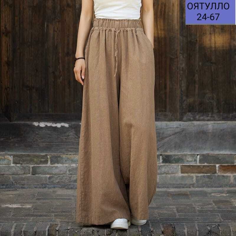 женские широкие брюки,льняные широкие брюки,льняные брюки палаццо женские,широкие брюки,широкие брюки из хлопка