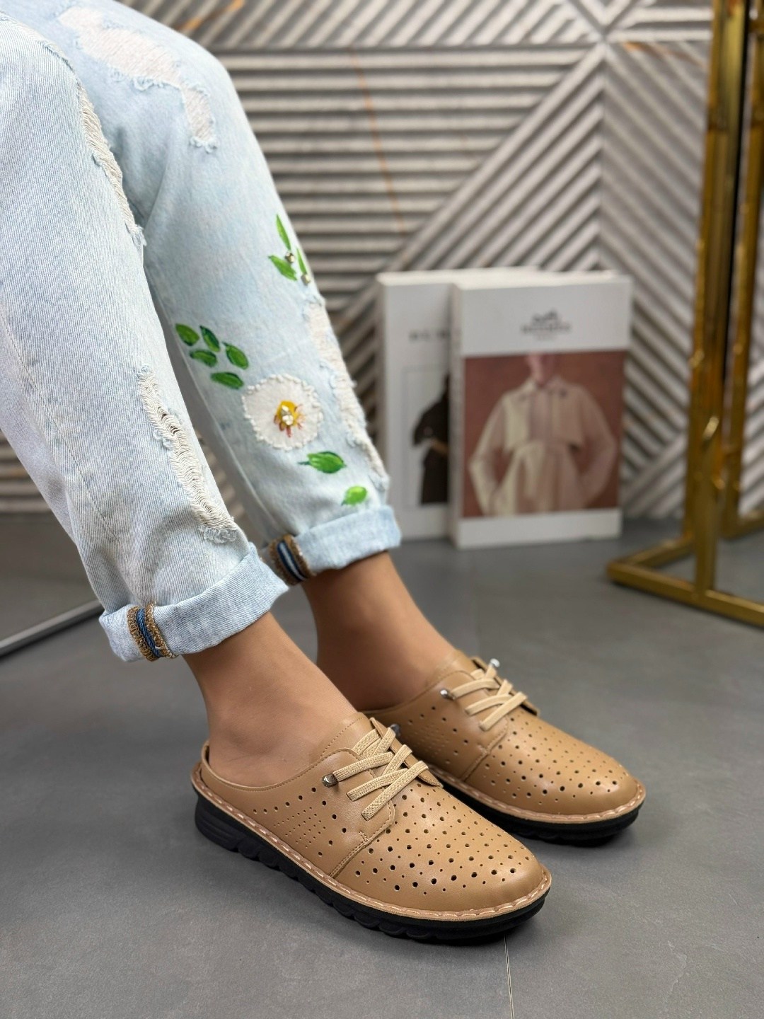 ,обуви, повседневные,мокасины с перфорацией, женская