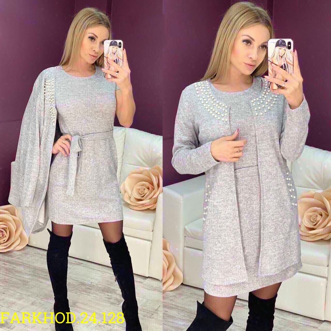 платья двойка,платье двойка ангора ,женское платье теплое,костюм женский,платье женской