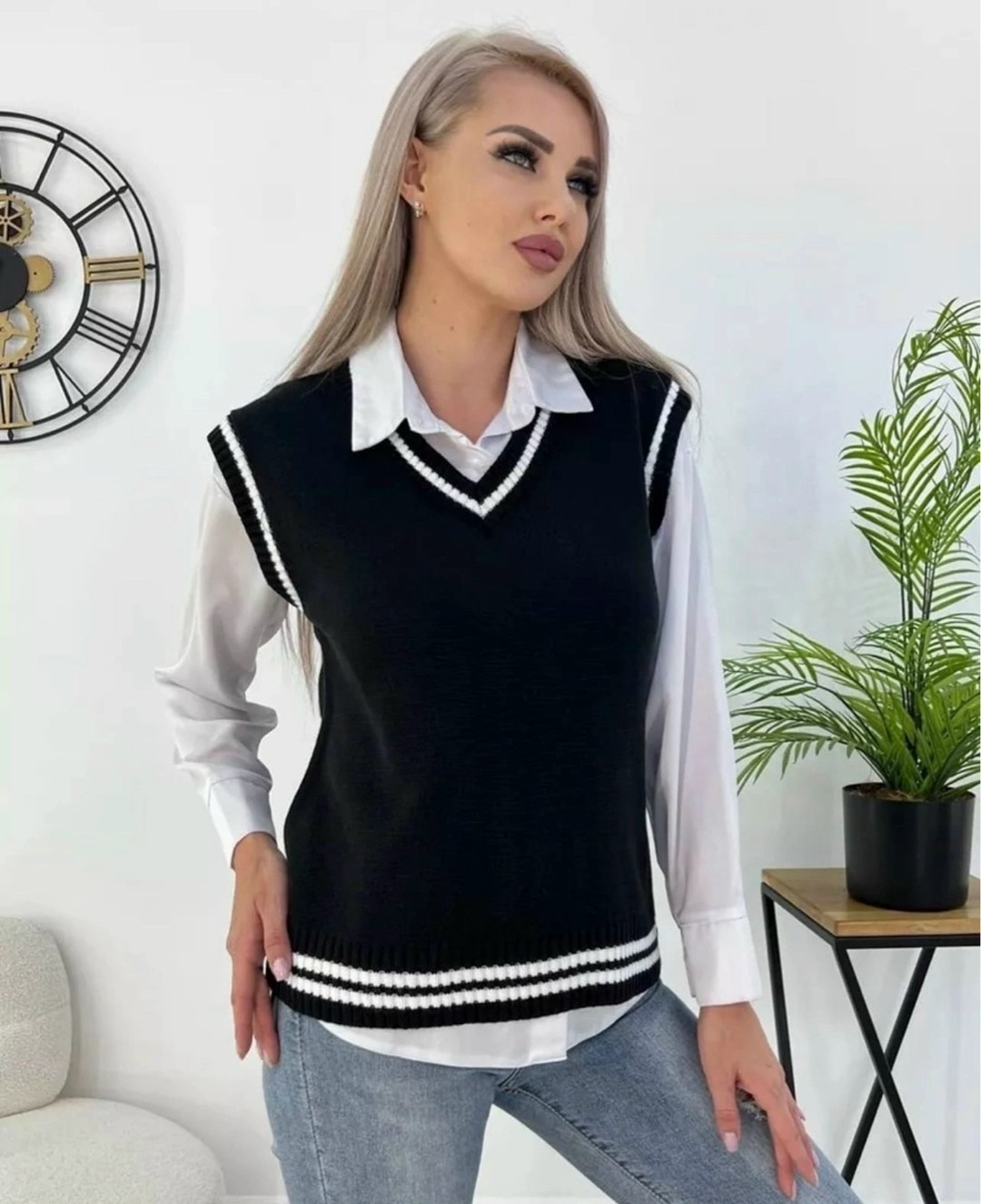 женский вязаный жилет,жилет вязаный,жилет трикотажный женский,жилет женский черный,вязаный жилет повседневный