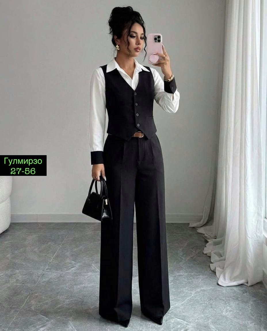 брючный костюм,костюм брючный классический с жилетом,костюм женский брючный,классический костюм брючный,костюм брючный чёрный с жилетом от бренда avili