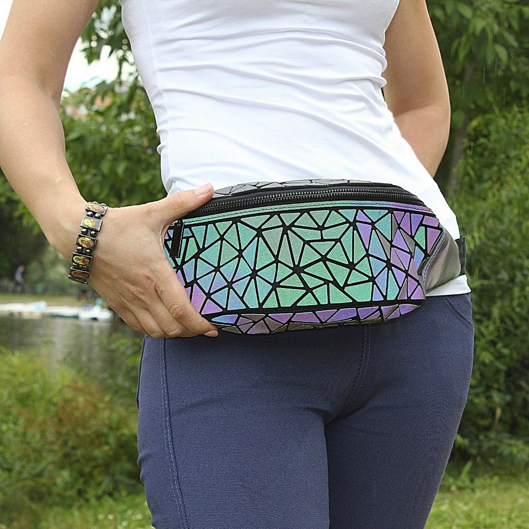 сумка на пояс женские хамелеон,женская поясная сумка,светоотражающая поясная сумка,сумка хамелеон,сумка-поясная, голография