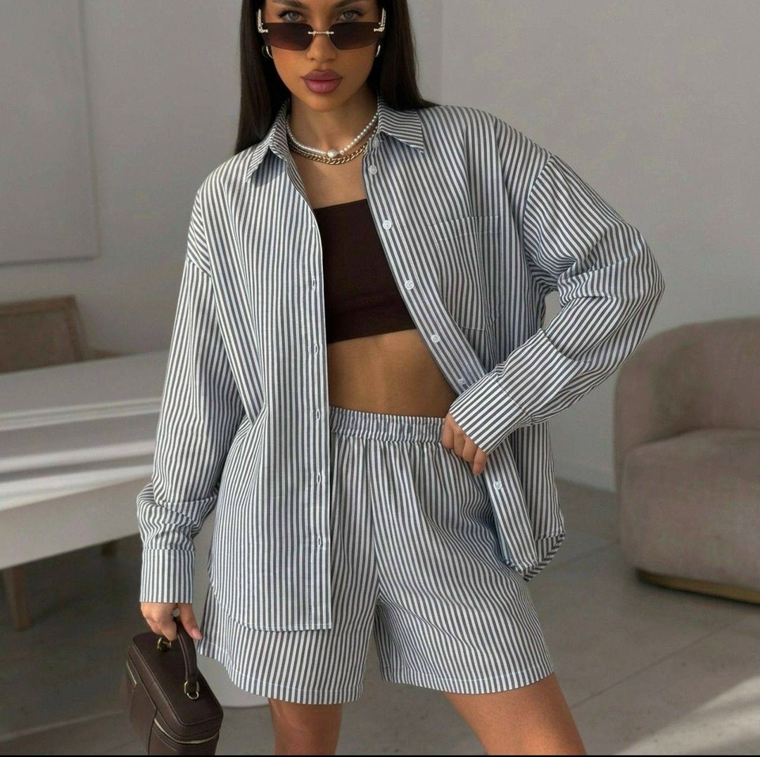 костюм в полоску,костюм с шортами и рубашкой,домашние костюмы,костюм с шортами,женские костюмы