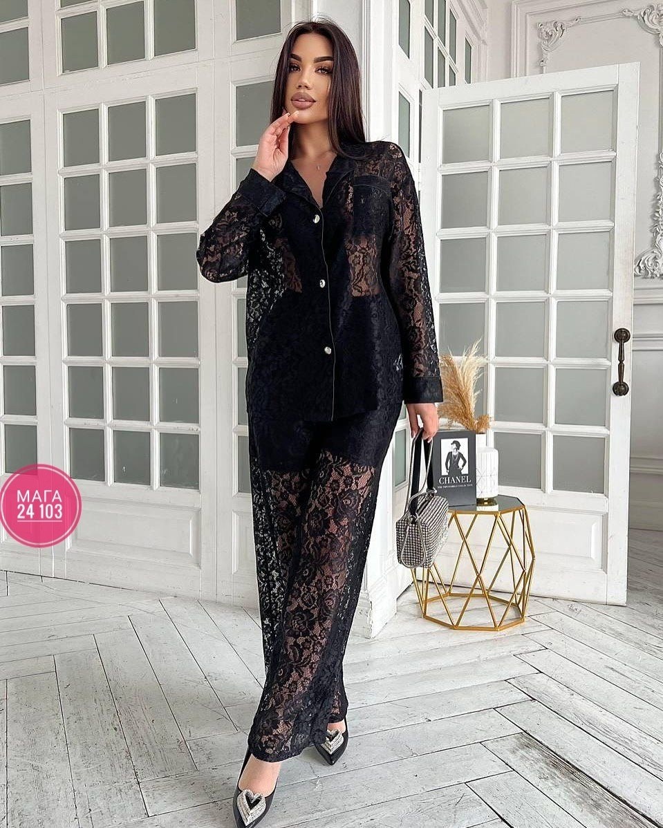 гипюровый костюм,костюм двойка гипюр,брючный костюм,женский костюм двойка гипюр,костюм кружевной брючный с поясом гипюр emberens