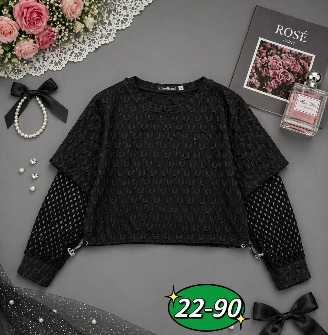 топ сетка с рукавами для девочки koko&brand,кофта для девушек,женская кофта,толстовка кофта,кофта для девочек