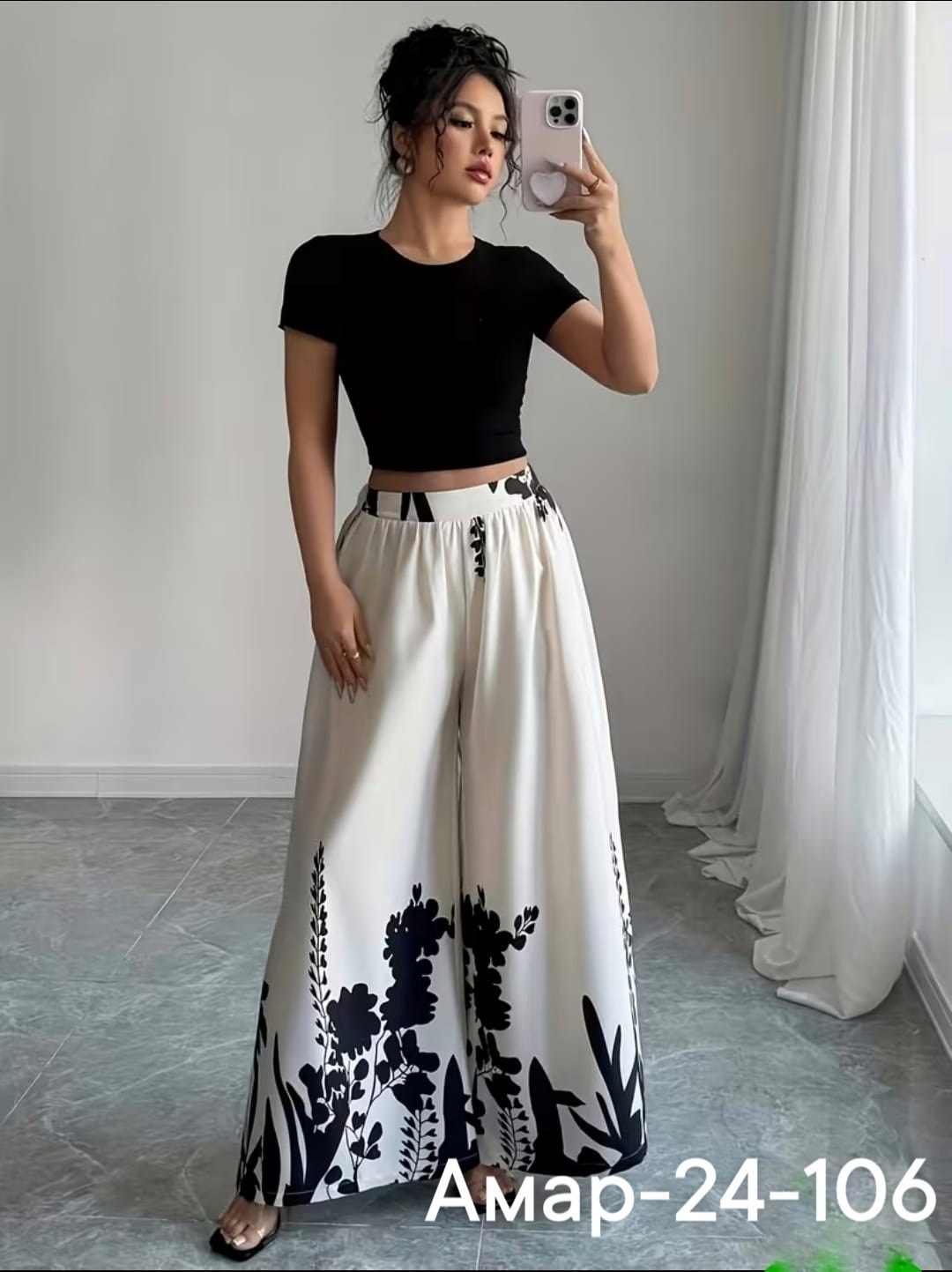 брюки с широкими штанинами,женский костюм,широкие брюки,костюм с принтом,широкие брюки с высокой талией