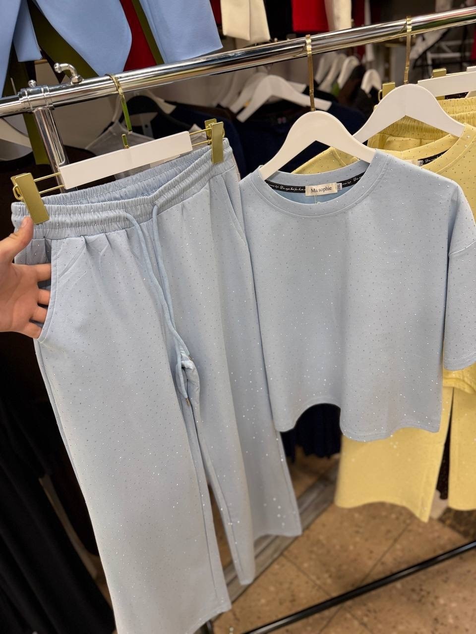 брюки со стразами,широкие брюки,спортивные костюм,комплект костюм,женский костюм