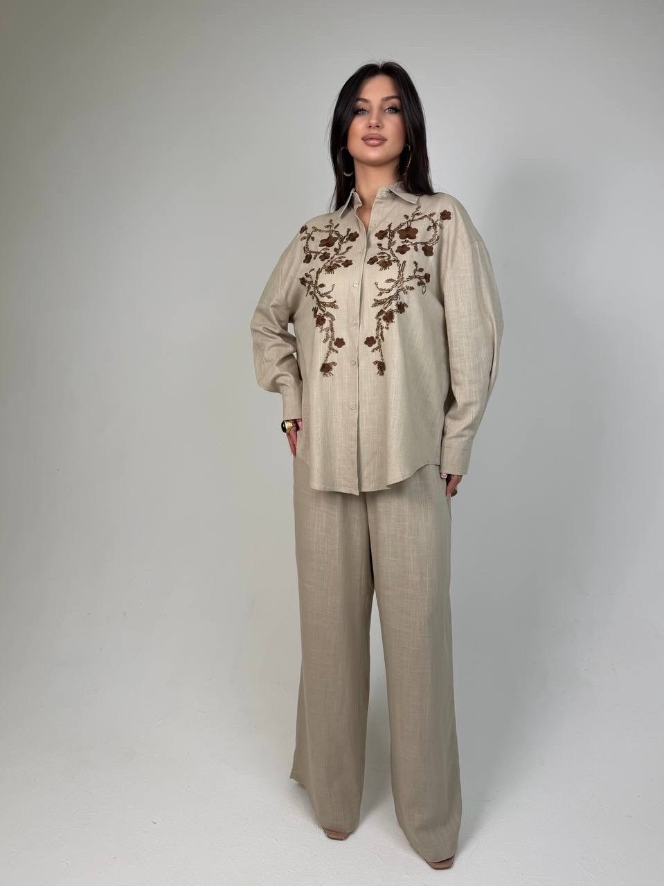 костюм льняной,комплект льняной,бежевый брючный костюм,бежевый костюм,брючный комплект