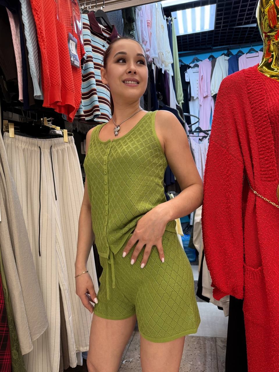 трикотажный костюм шорты,вязаные шорты,костюмы женские летние,костюм вязаный с шортами,костюм летний с шортами