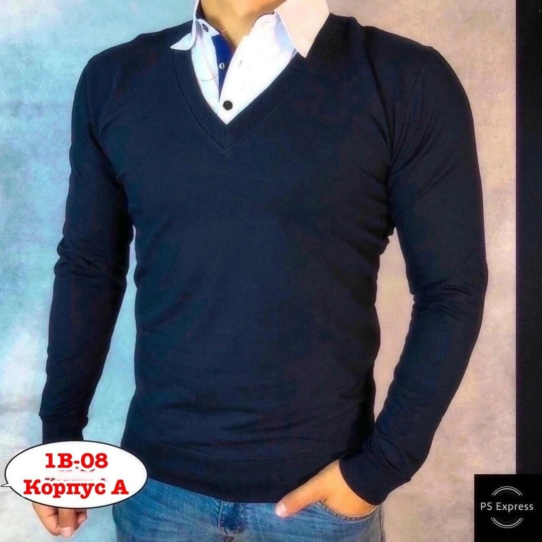 джемпер с рубашкой мужской,джемпер с воротником,джемпер мужской,кофта рубашка,мужская кофта обманка трикотажная