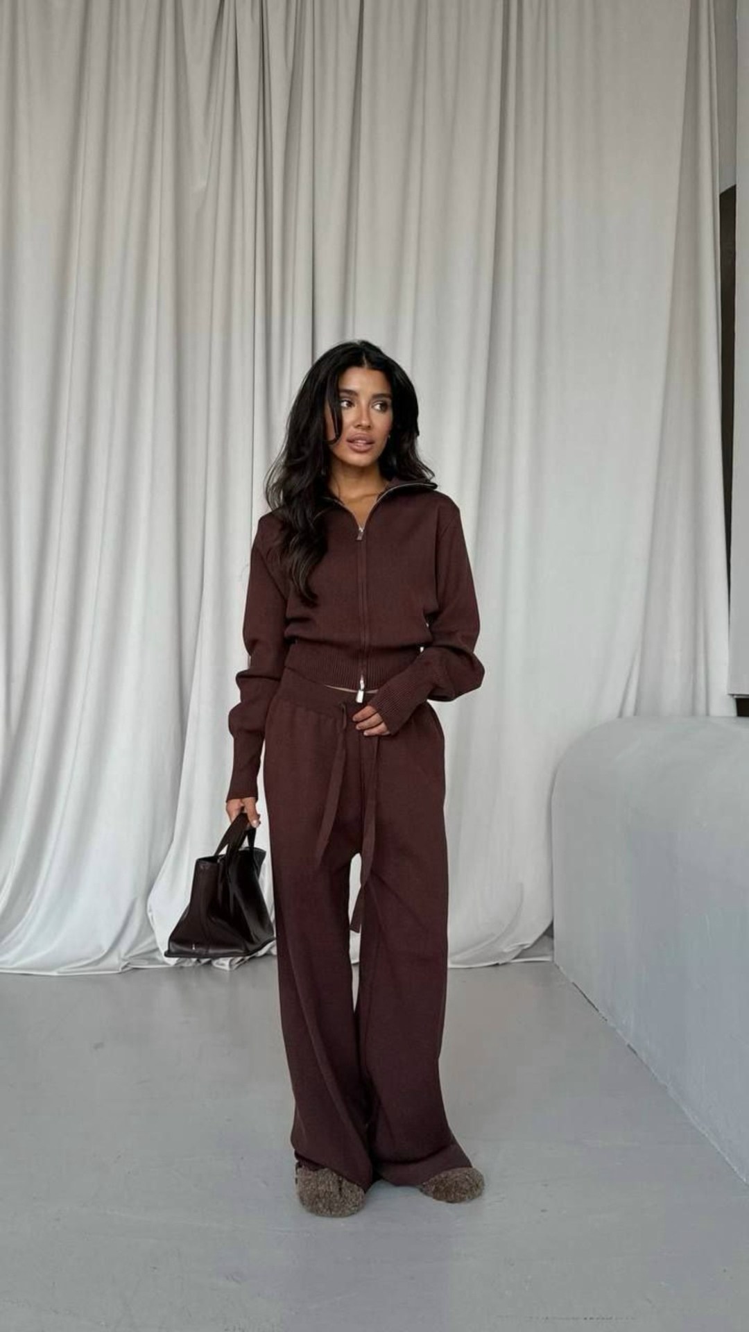 брючный костюм женский,теплый костюм трикотажный на молнии вязаный the lén 527646323,костюм трикотажный,костюм женский трикотажный,костюм трикотажный на молнии вязаный the lén