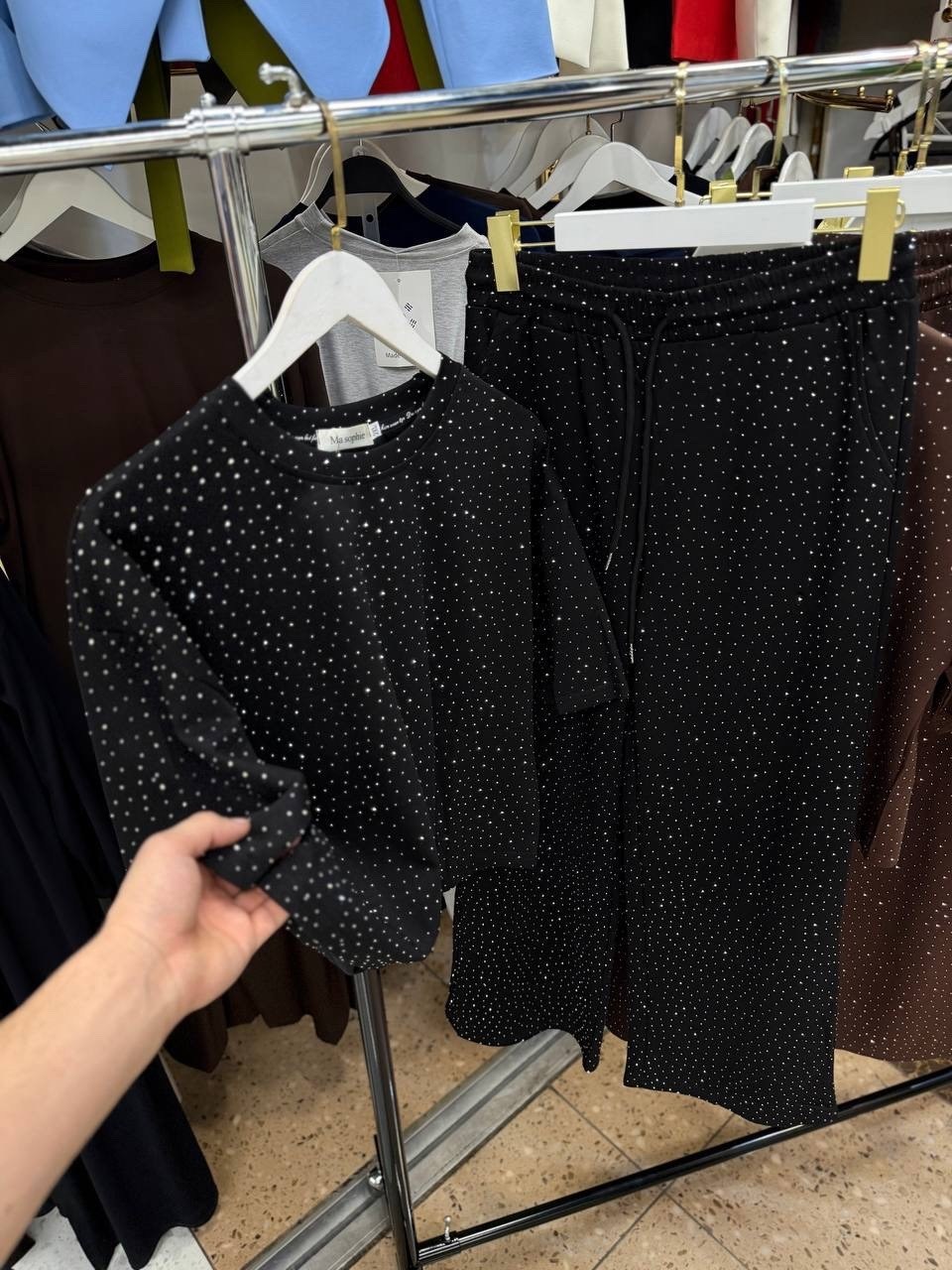 брюки со стразами,широкие брюки,спортивные костюм,комплект костюм,женский костюм