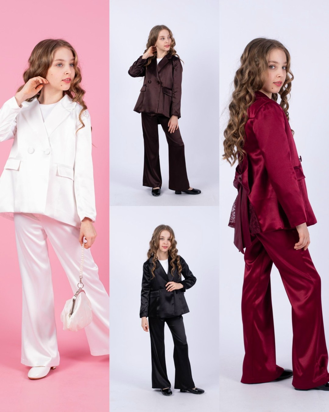 костюм атласный,девушки в атласном брючном костюме,костюм с поясом,костюм с брюками,атласный жакет