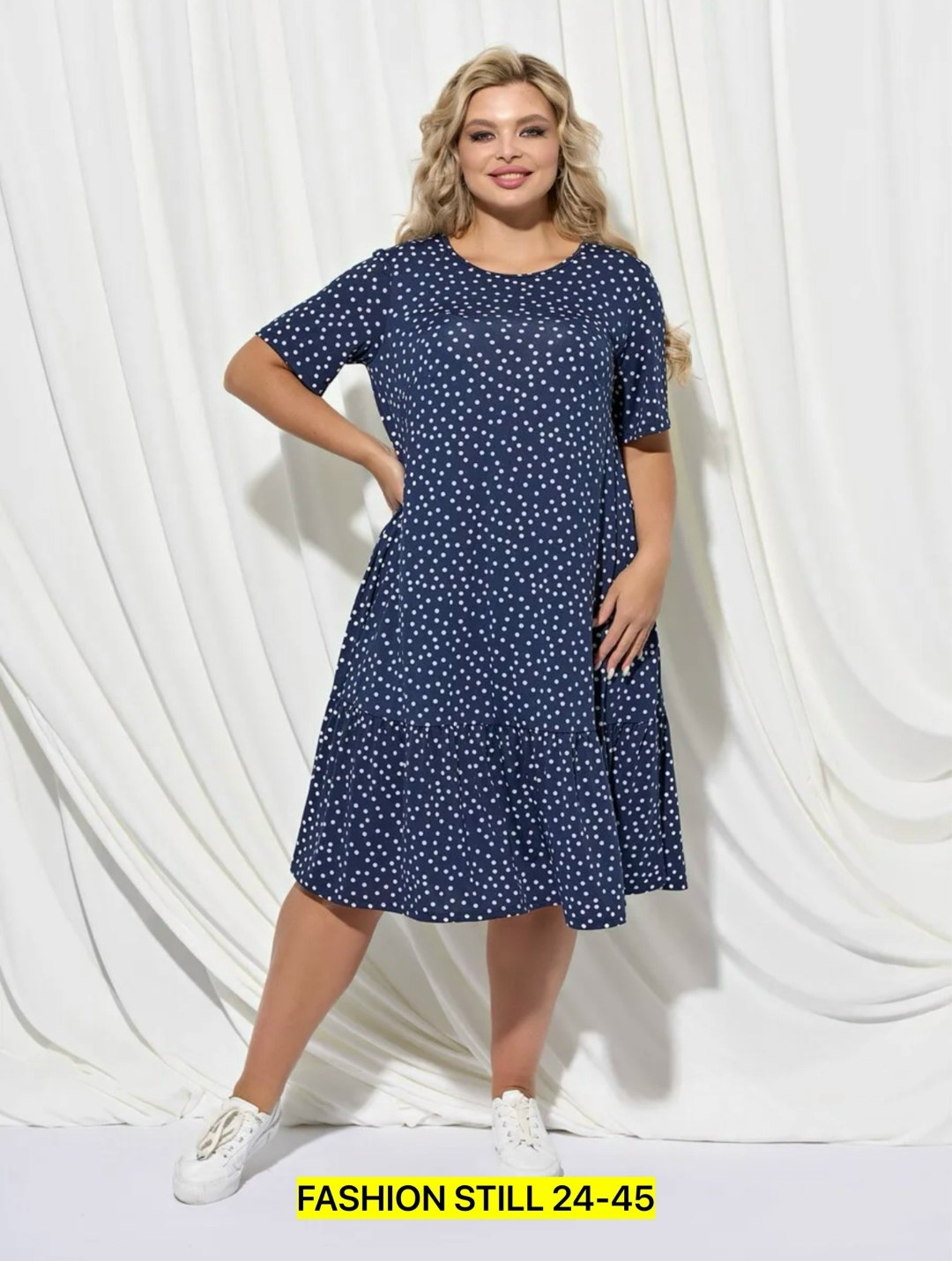платье в горошек больших размеров dora plus,платье женское больших размеров,платье,платье для полной женщины,женское платье в горошек больших размеров