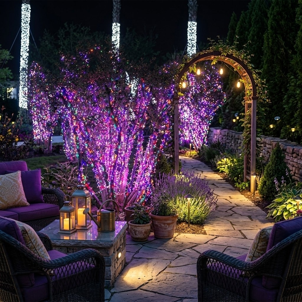 подсветка деревьев,гирлянды на дерево клип лайт quality light 60 м,christmas light,украшение деревьев гирляндами,botanical garden