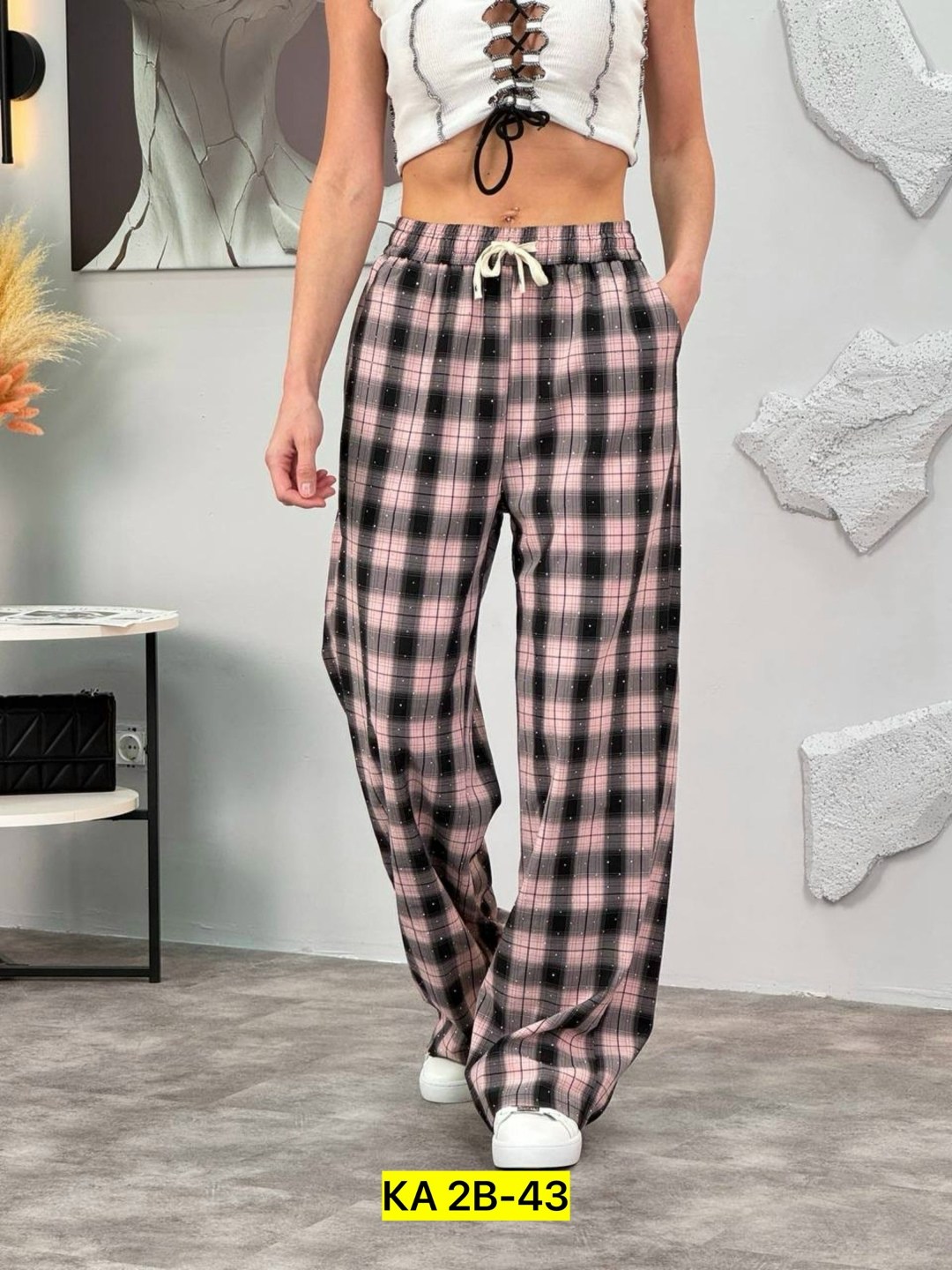 клетчатые штаны женские широкие,штаны в клетку,брюки клетка женские,брюки в клетку,клетчатые брюки