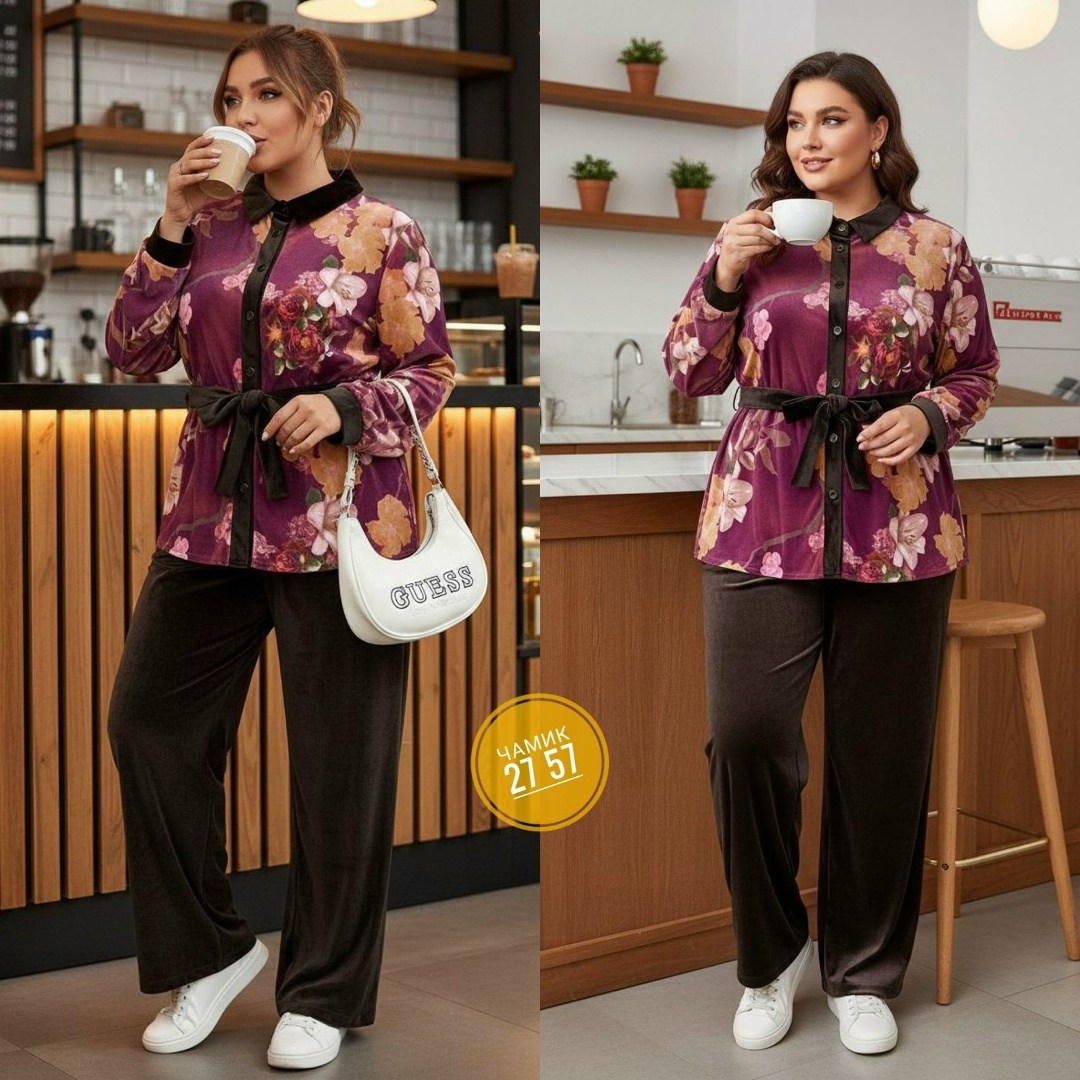 женские костюмы больших размеров,велюровый костюм брючный credo,на полных велюровый спортивный костюм,костюм велюровый,костюм с брюками велюр