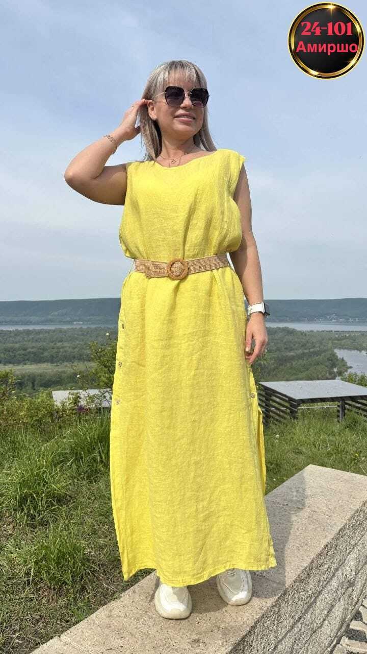 платье желтое,платье стильное льняное,женские летние платья,платье женское желтое,платье из льна