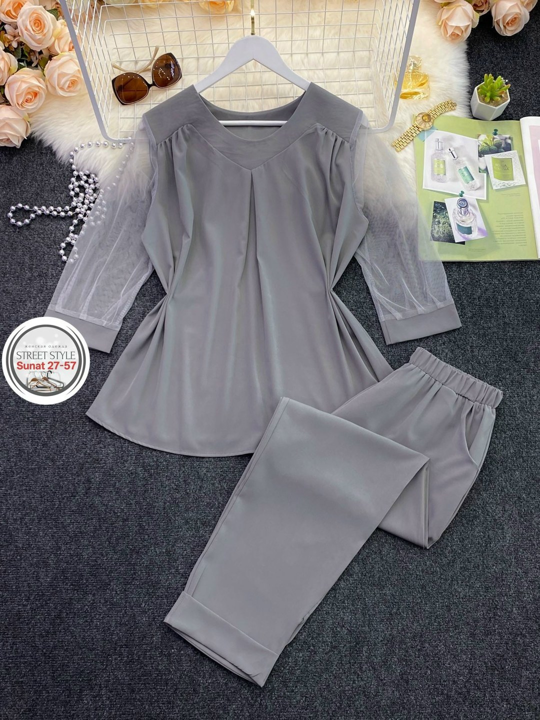 совместный костюм женский,костюм с брюками,женские костюмы больших размеров,костюм двойка женская,костюм брючный серый