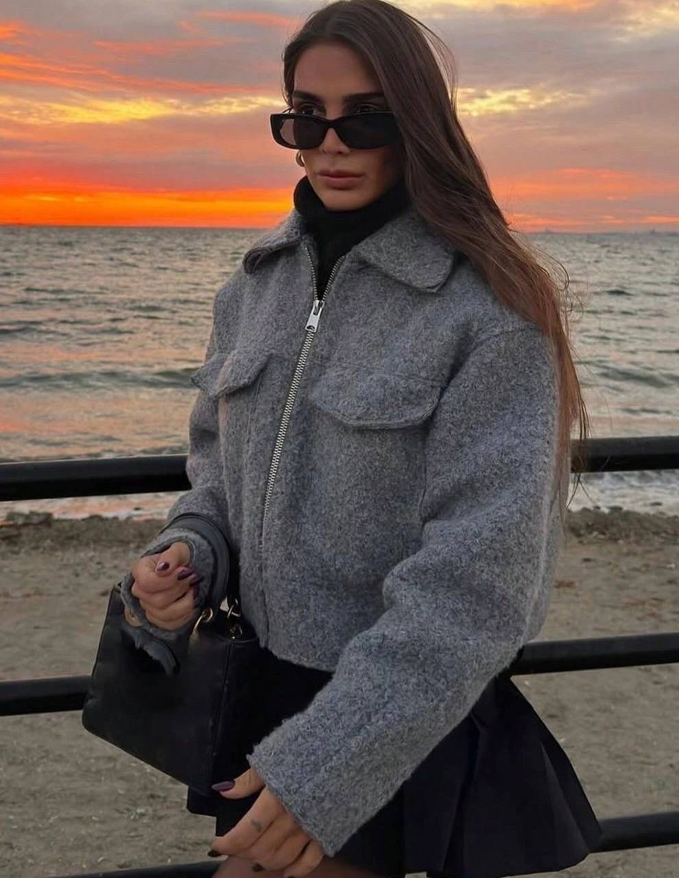 повседневная куртка,укороченная куртка из твида для женщин,куртка бомбер женская,легкая куртка,куртка полупальто на молнии демисезон xs-s