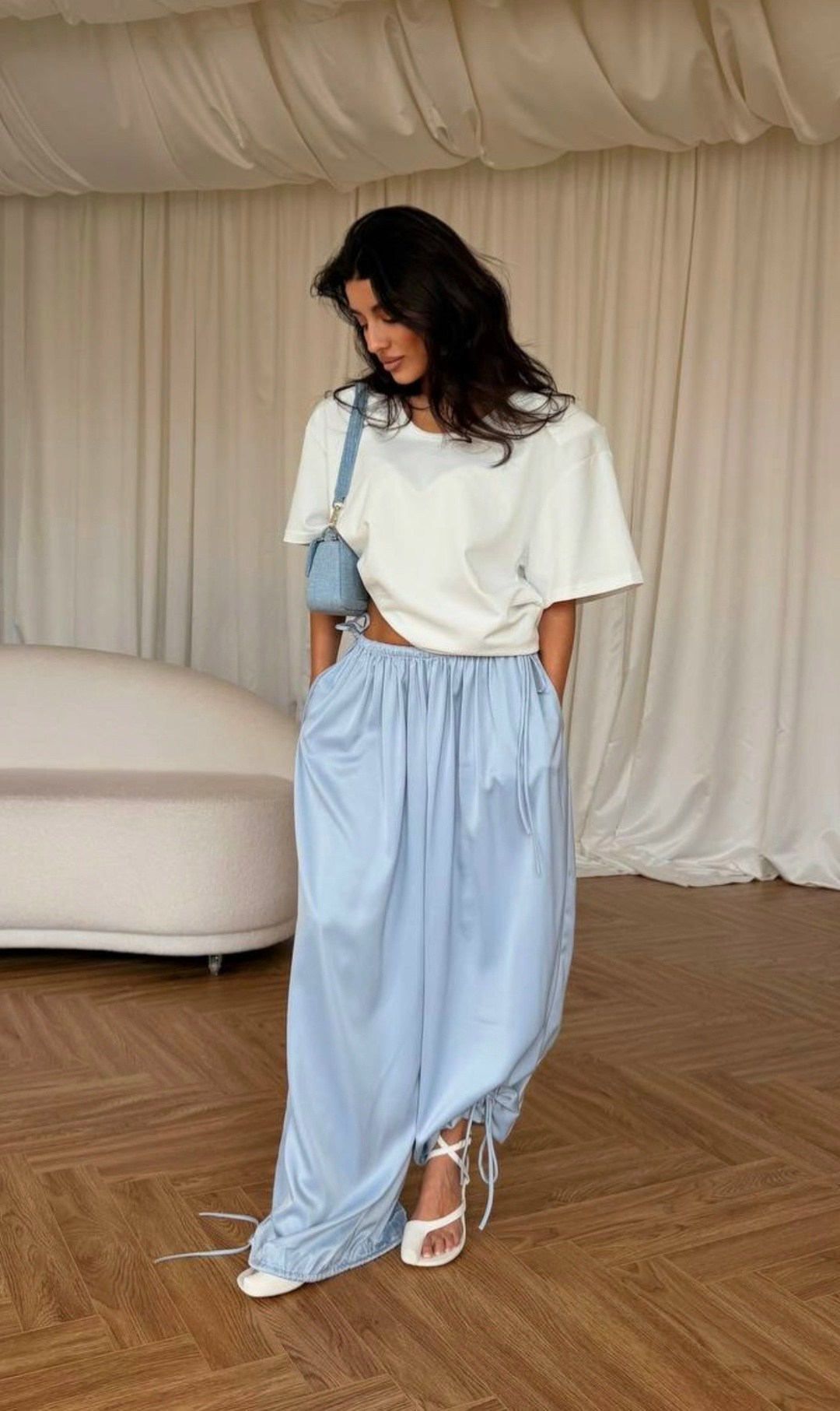 брюки-палаццо,белые брюки,широкие брюки,стильные наряды