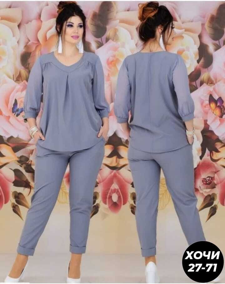 женский летний брючный костюм 56рамер,костюм женский,костюм брючный синий,костюм с брюками,женские костюмы больших размеров