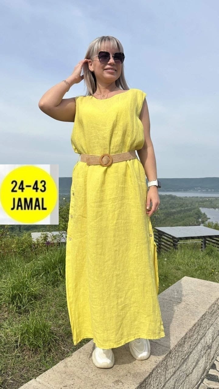 платье стильное льняное,платье желтое,платье сарафан,платье из льна,женские летние платья