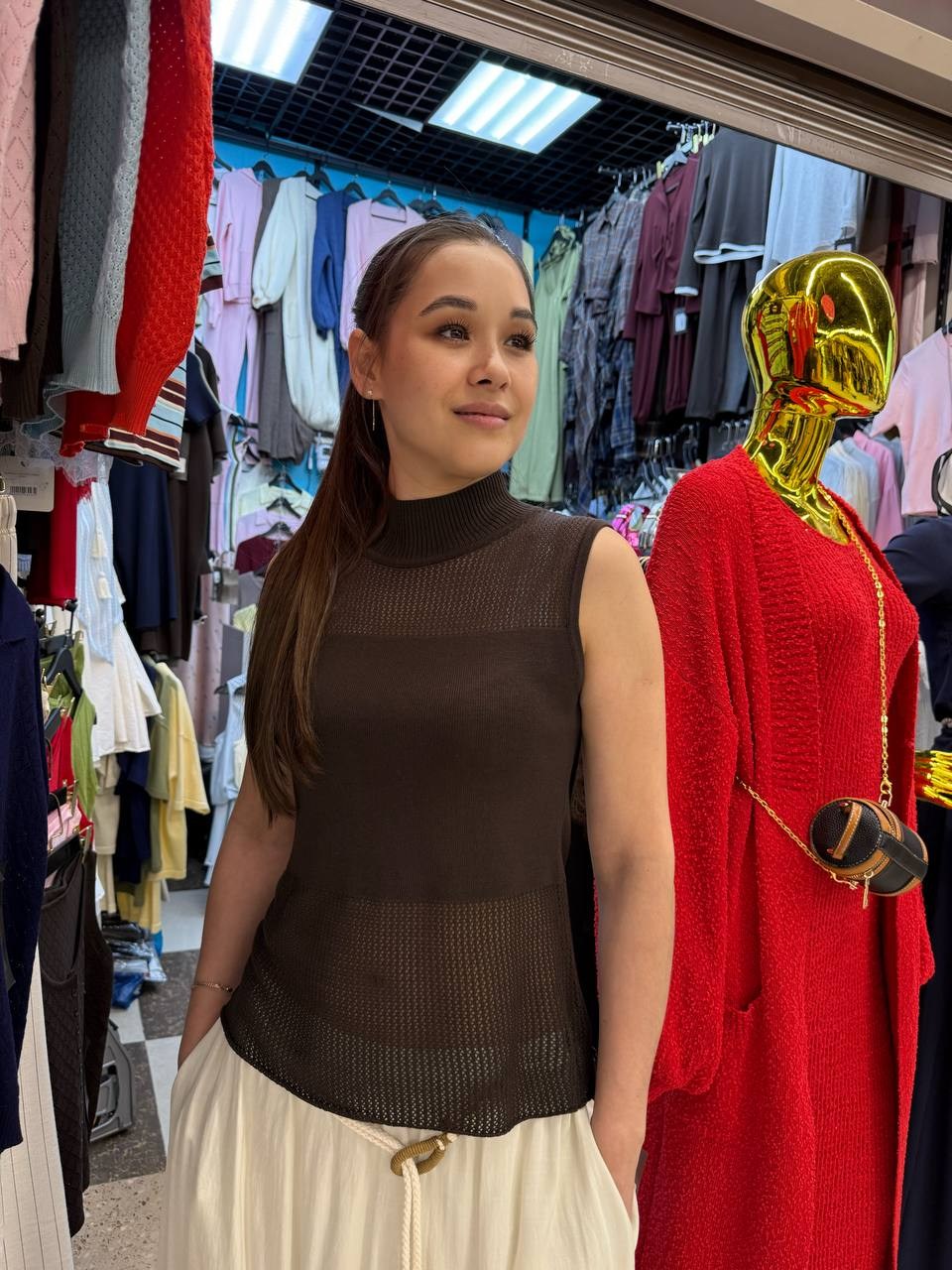 трикотажный топ,трикотажный жилет,женский вязаный жилет,трикотажный свитер,свитер без рукавов