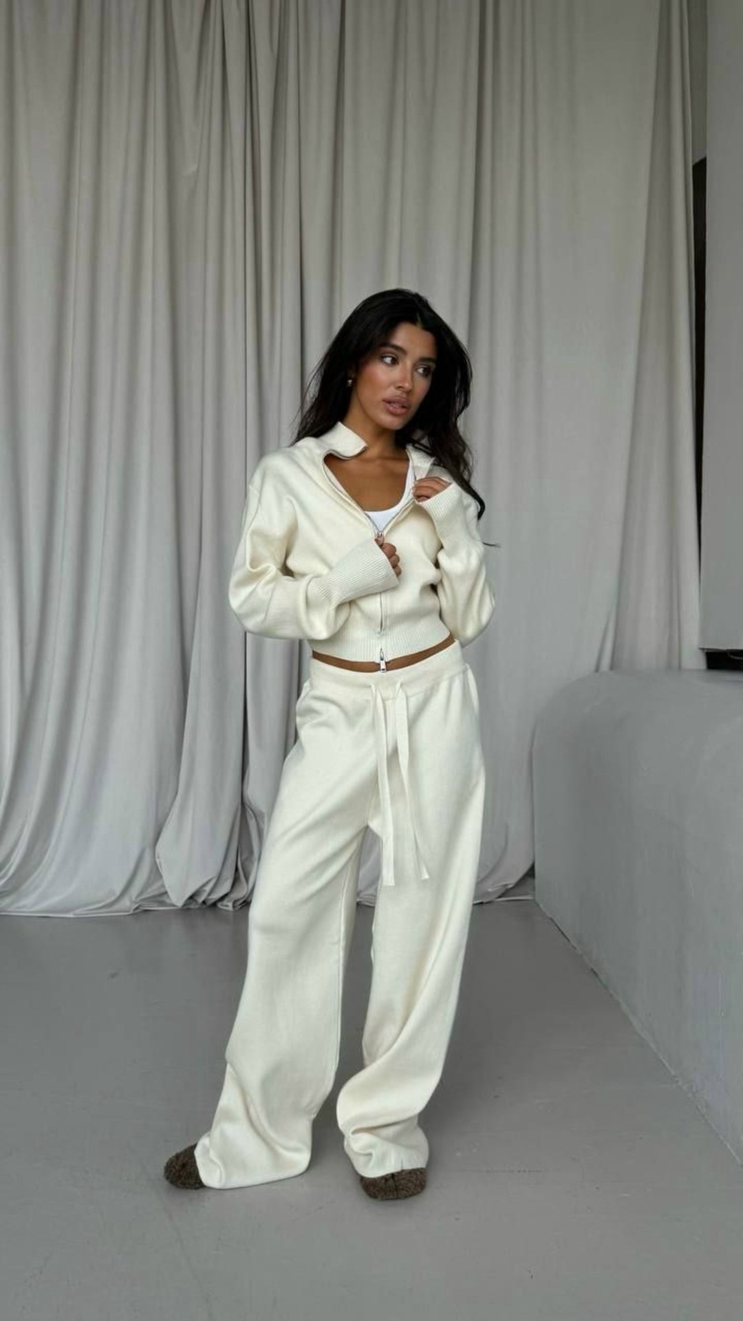 брючный костюм женский,теплый костюм трикотажный на молнии вязаный the lén 527646323,костюм трикотажный,костюм женский трикотажный,костюм трикотажный на молнии вязаный the lén