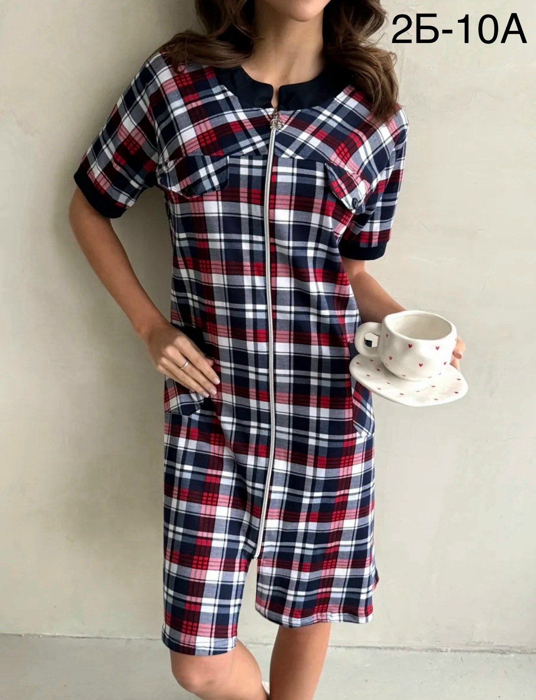 халат 21532 натали синяя клетка,халат 21532 синяя клетка,халат женский домашний,халат рубашка женский в клетку,женские халаты