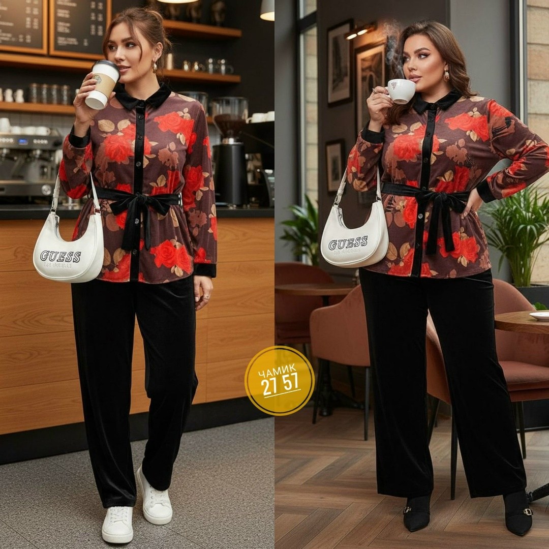 женские костюмы больших размеров,велюровый костюм брючный credo,на полных велюровый спортивный костюм,костюм велюровый,костюм с брюками велюр